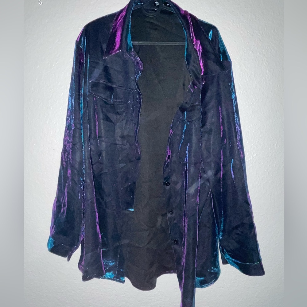 Shein shiny button up top NWOT - size 3x